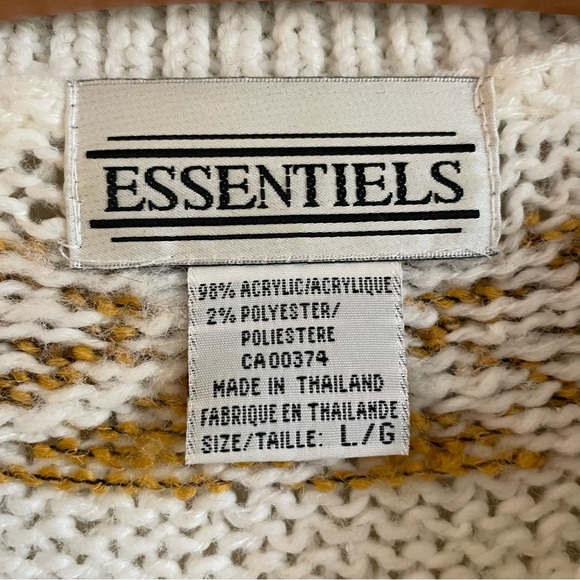 80s 90s Essentials Printed Oversized Slouchy Knit Sweater Crewneck Size Large - Picture 5 of 5